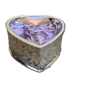 QVC‎ Silver-tone Heart-shaped Safe keeper Gem Box by Lori Greiner - Pink Stone